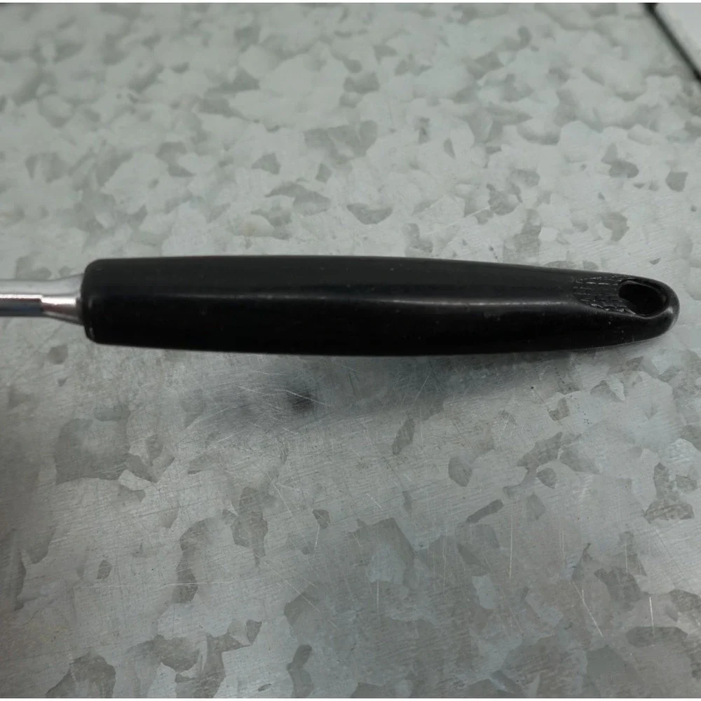 Vintage EKCO Chromium Plated Soup Ladle Black Handle‎ Made in USA Pour Spout